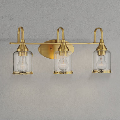 Twilight Three Lights Brushed Gold Contemporary Vanity Light 22"W × 10"H × 7.48"E with Clear Glass