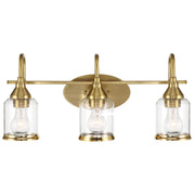 Twilight Three Lights Brushed Gold Contemporary Vanity Light