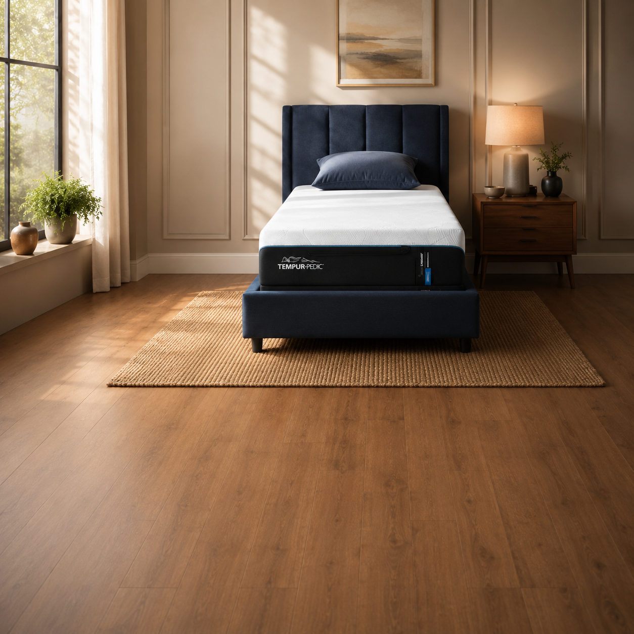Adjustable mattress in a modern bedroom