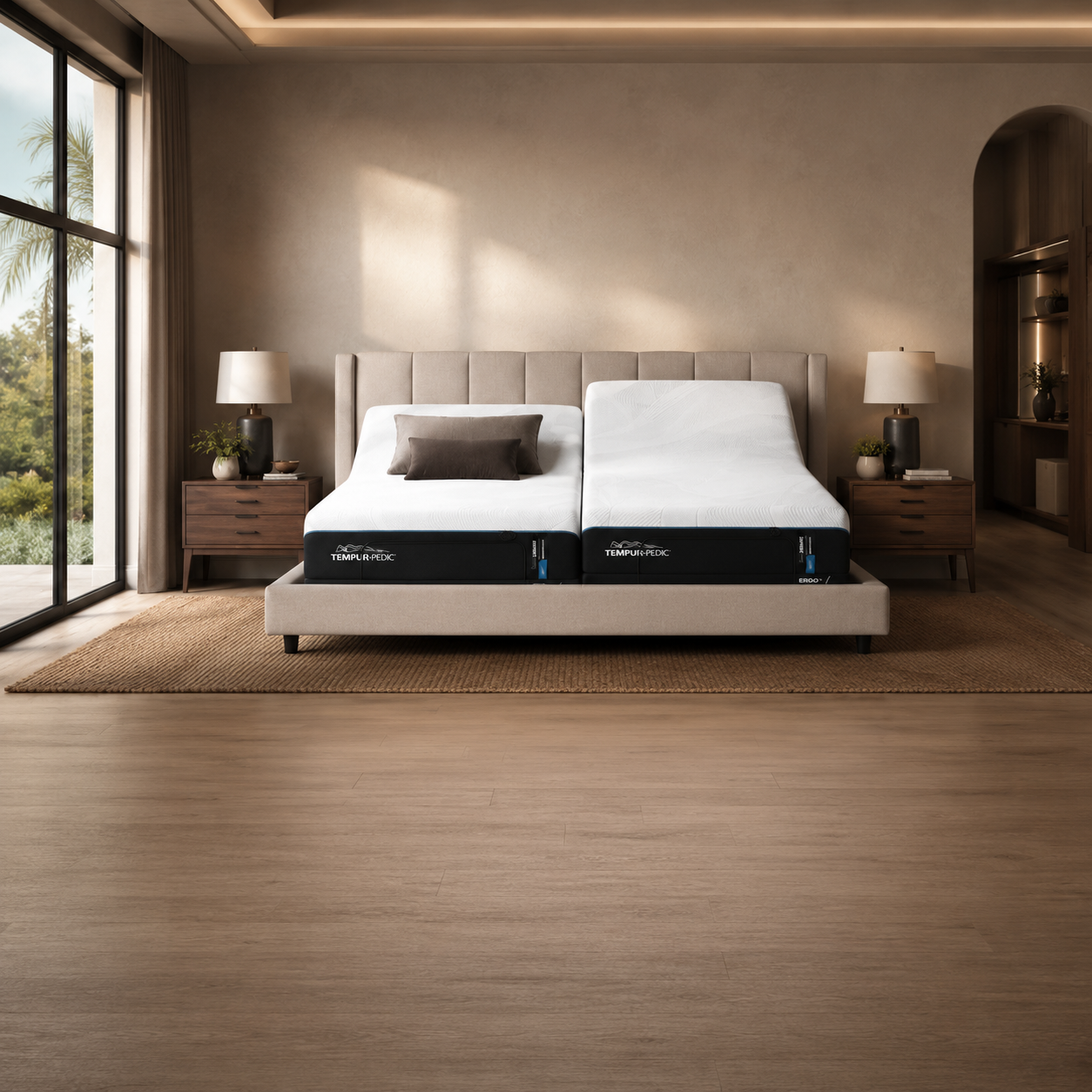 Adjustable mattress in a modern bedroom