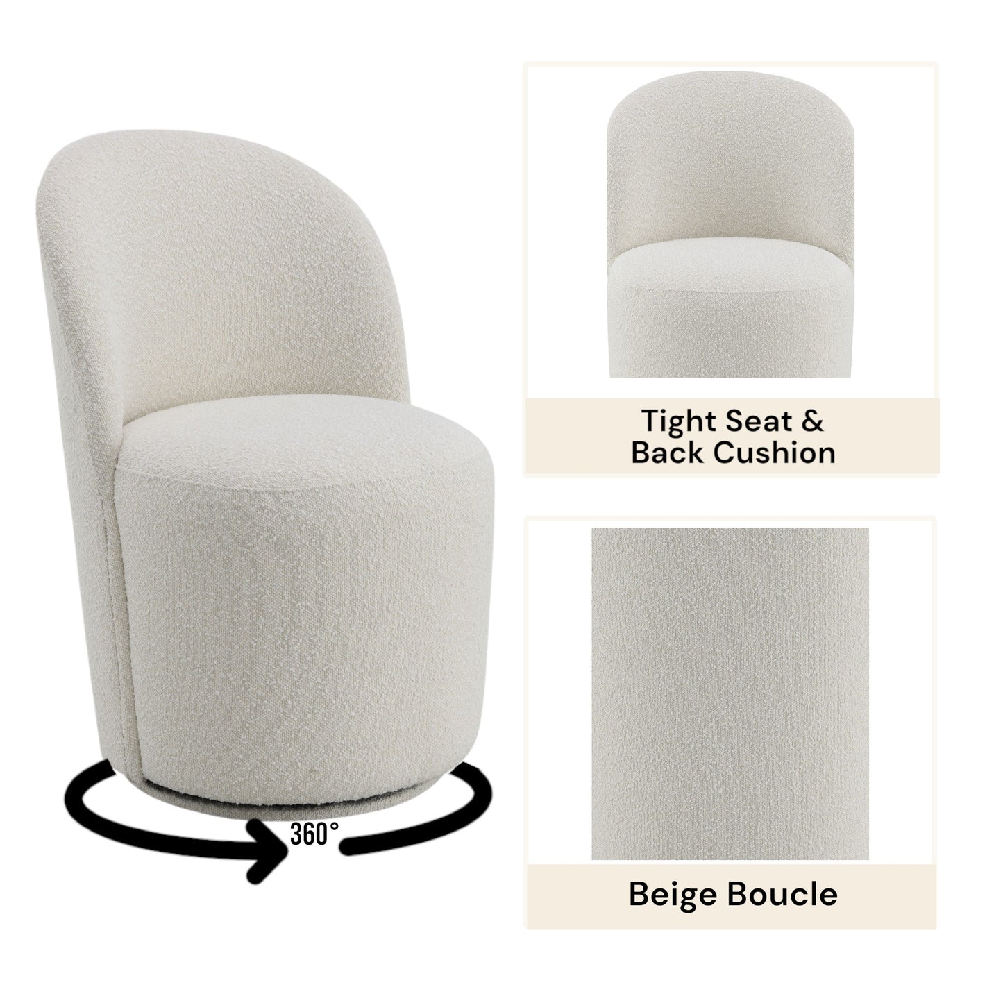 Hollis Boucle Upholstered Side Chair w/Swivel (Set-2)