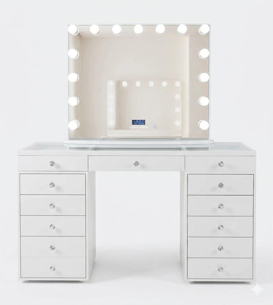 Sofia White Vanity Table with Drawers