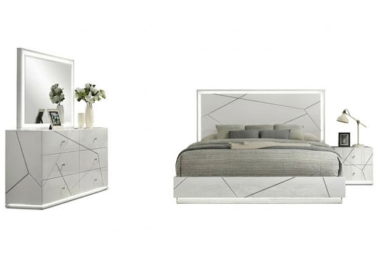 Esther Bedroom Set in White with LED Lighting