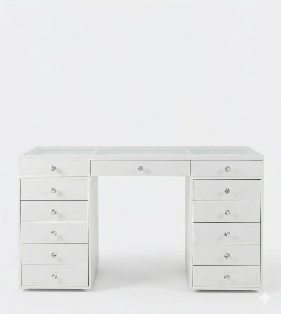 Sofia White Vanity Table with Drawers