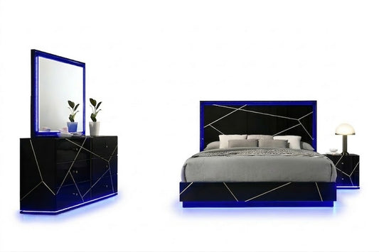 Esther Bedroom Set in Black with LED Lighting