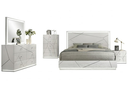 Esther Bedroom Set in White with LED Lighting