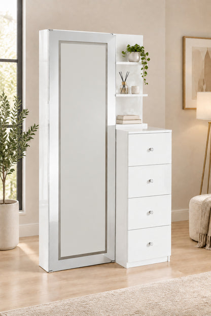 Vancouver White Floor Mirror with Storage