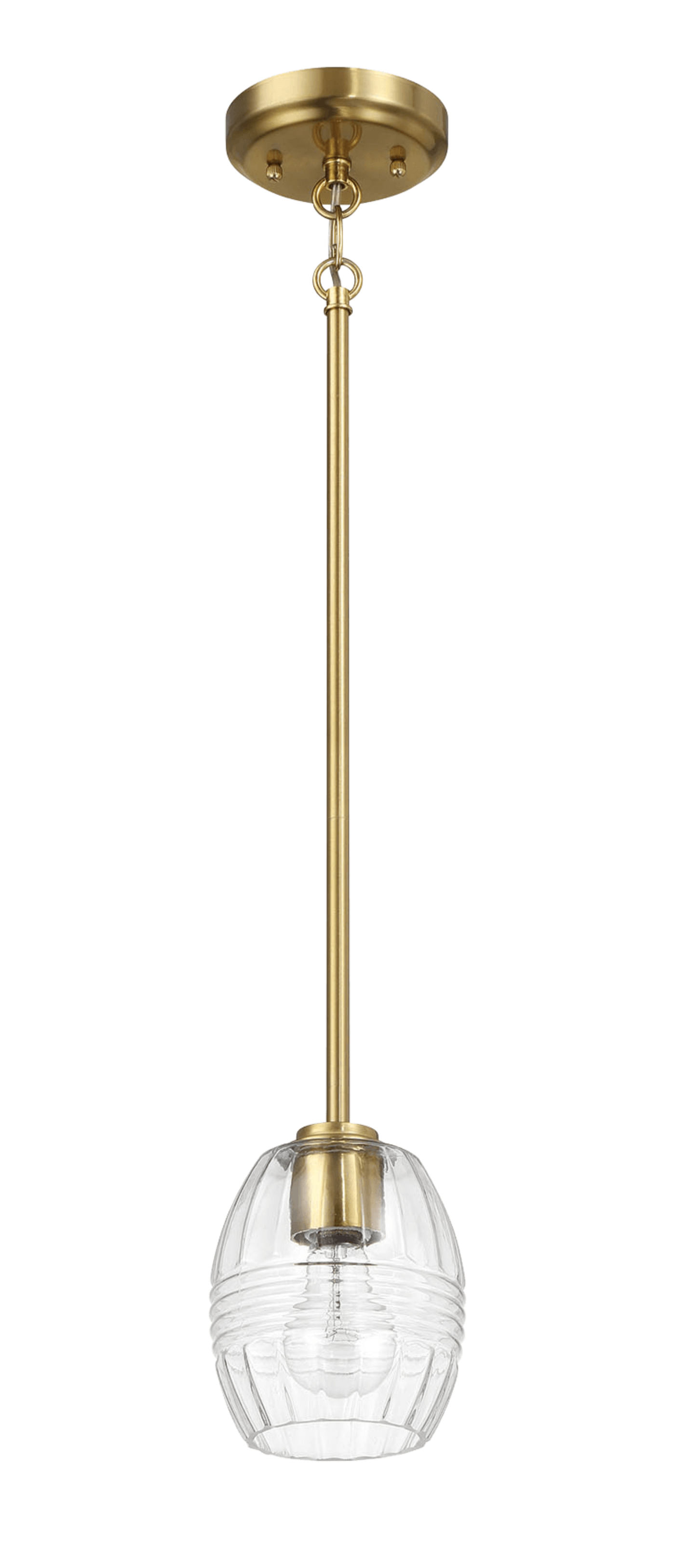 Vista Single Pendant Chain Hanging Light with Clear Glass - Satin Brass