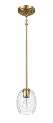 Vista Single Pendant Chain Hanging Light with Clear Glass - Satin Brass