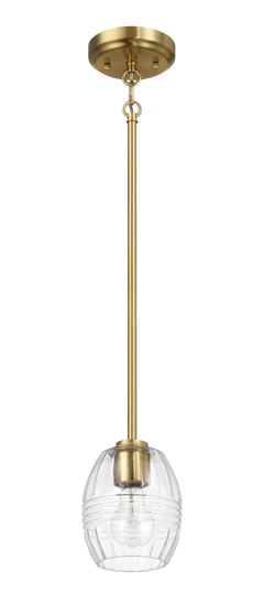 Vista Single Pendant Chain Hanging Light with Clear Glass - Satin Brass
