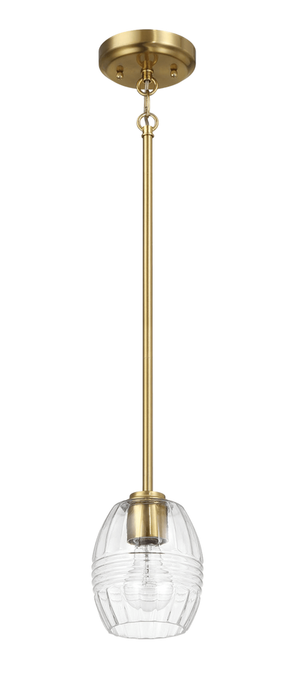 Vista Single Pendant Chain Hanging Light with Clear Glass - Satin Brass