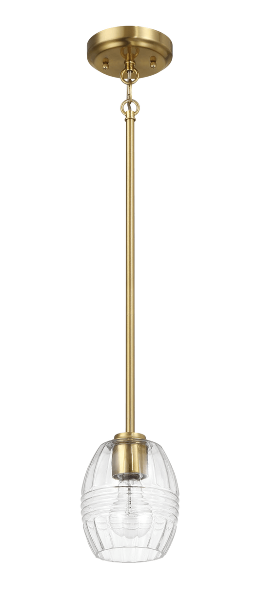 Vista Single Pendant Chain Hanging Light with Clear Glass - Satin Brass