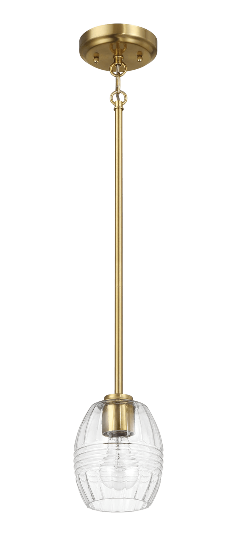 Vista Single Pendant Chain Hanging Light with Clear Glass - Satin Brass