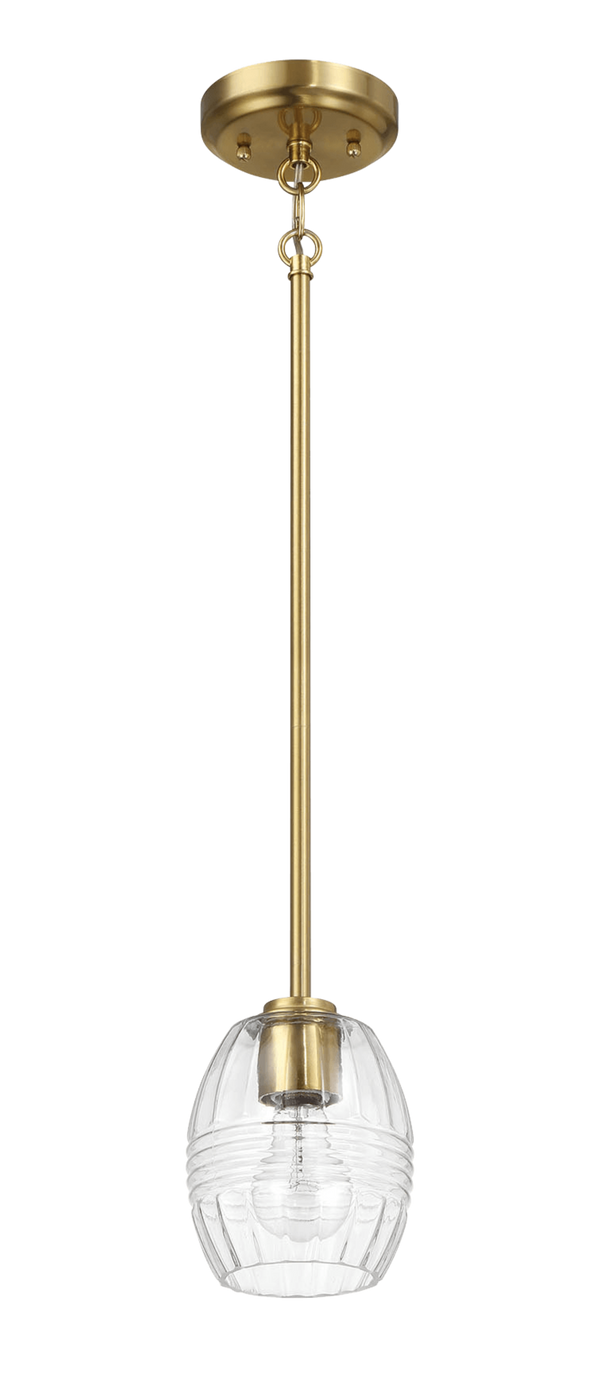Vista Single Pendant Chain Hanging Light with Clear Glass - Satin Brass