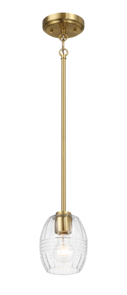 Vista Single Pendant Chain Hanging Light with Clear Glass - Satin Brass