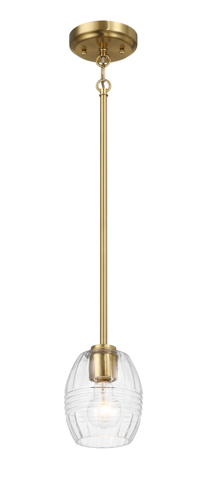 Vista Single Pendant Chain Hanging Light with Clear Glass - Satin Brass