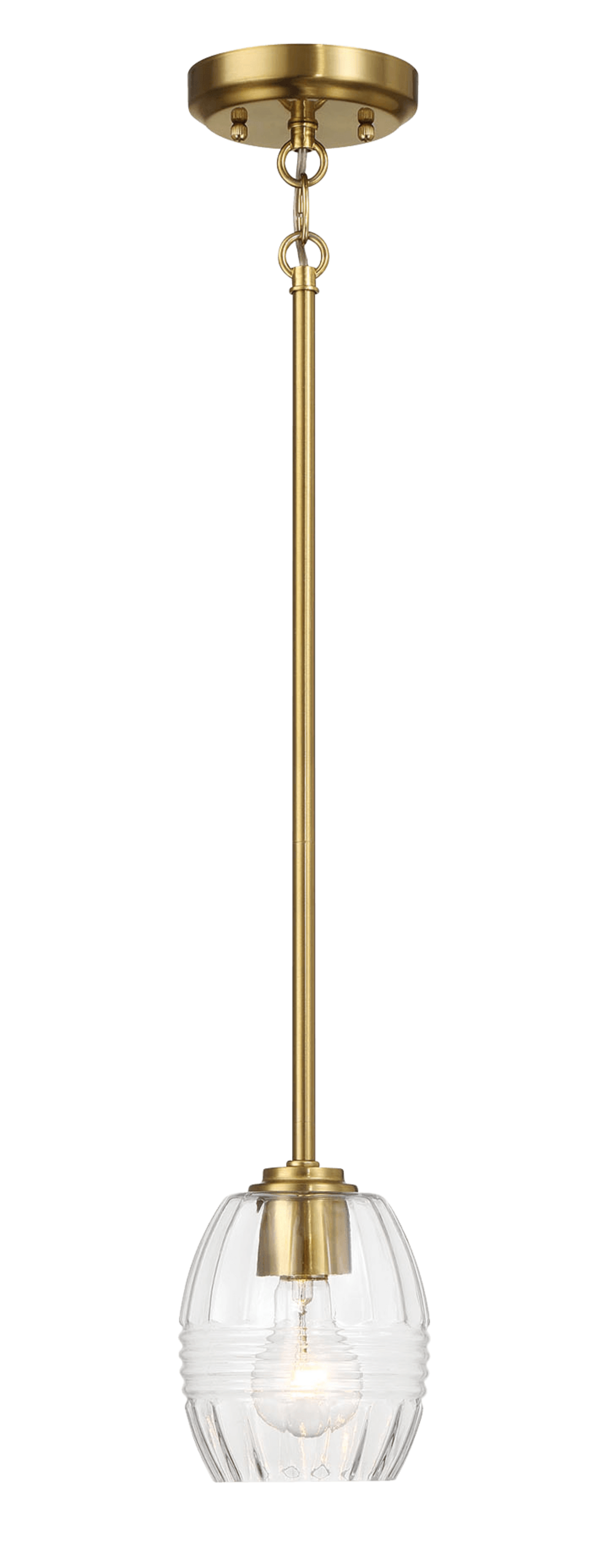 Vista Single Pendant Chain Hanging Light with Clear Glass - Satin Brass