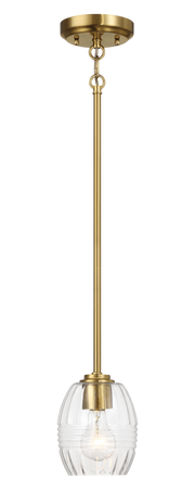 Vista Single Pendant Chain Hanging Light with Clear Glass - Satin Brass