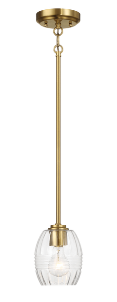 Vista Single Pendant Chain Hanging Light with Clear Glass - Satin Brass
