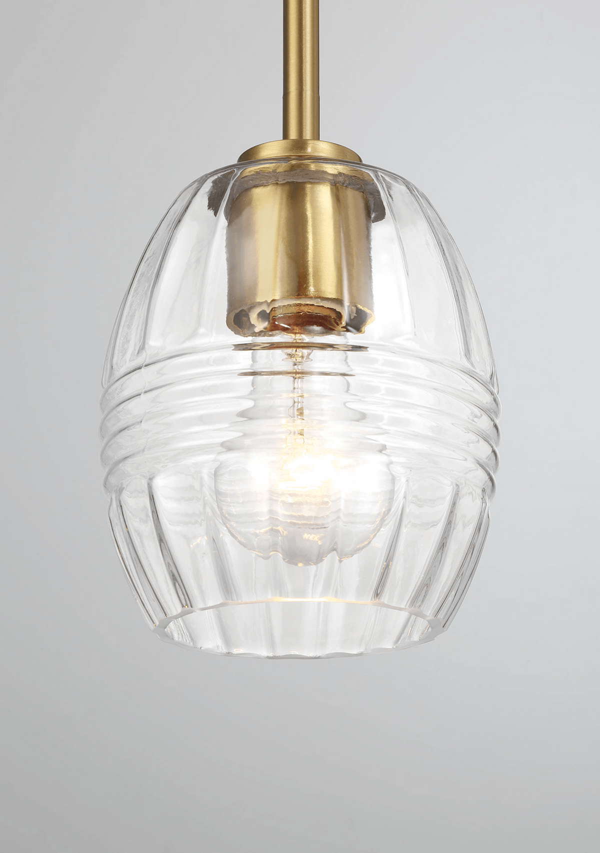 Lámpara colgante de cadena Vista con cristal transparente - Latón satinado