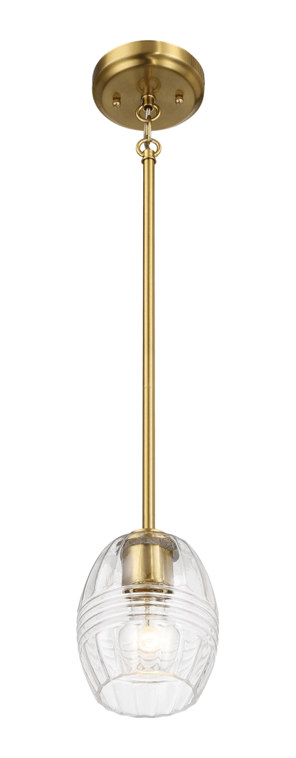 Vista Single Pendant Chain Hanging Light with Clear Glass - Satin Brass