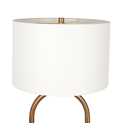Vivid Brass Ring Base Floor Lamp with Large White Drum Shade