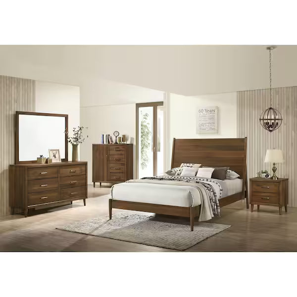 Malibu Panel Bed Collection in Walnut