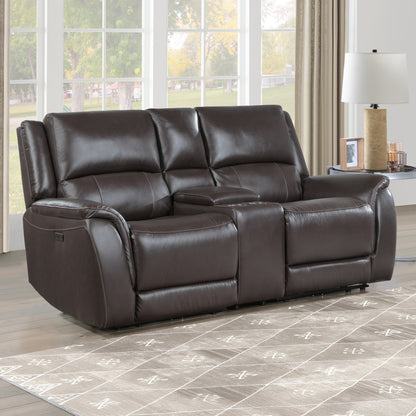 Alexandria Power Leather Reclining Conso