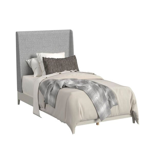 Westland Upholstered Bed with Grey Fabric in Almond Finish