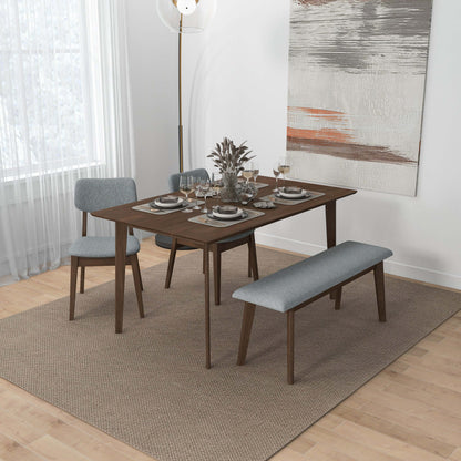 Banco Carlos de madera maciza tapizado en tela de 120 cm