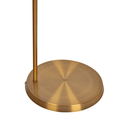 Zenith Offset Brass Base Floor Lamp with Drum-shaped Linen Shade