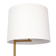 Zenith Offset Brass Base Floor Lamp with Drum-shaped Linen Shade