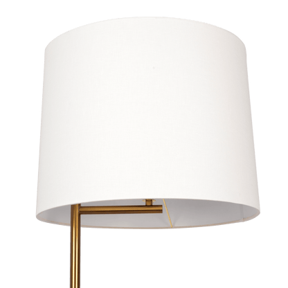 Zenith Offset Brass Base Floor Lamp with Drum-shaped Linen Shade