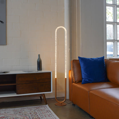Zeon LED Floor Lamp Coarse Gold and Clear