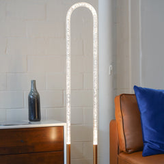 Lámpara de pie LED Zeon en dorado grueso y transparente