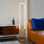 Lámpara de pie LED Zeon en dorado grueso y transparente