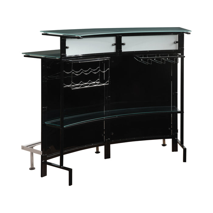 Glass Top Bar Unit Black - Canales Furniture