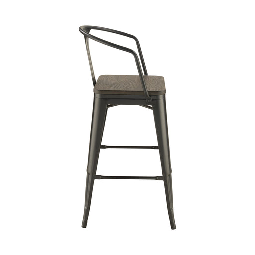 Wooden Seat Bar Stool Dark Elm And Matte Black - Canales Furniture