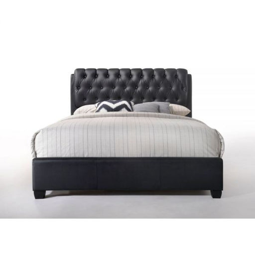 Ireland II Black PU Queen Bed - Canales Furniture