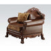 Dresden Brown PU & Chenille, Cherry Oak Chair & 1 Pillow - Canales Furniture