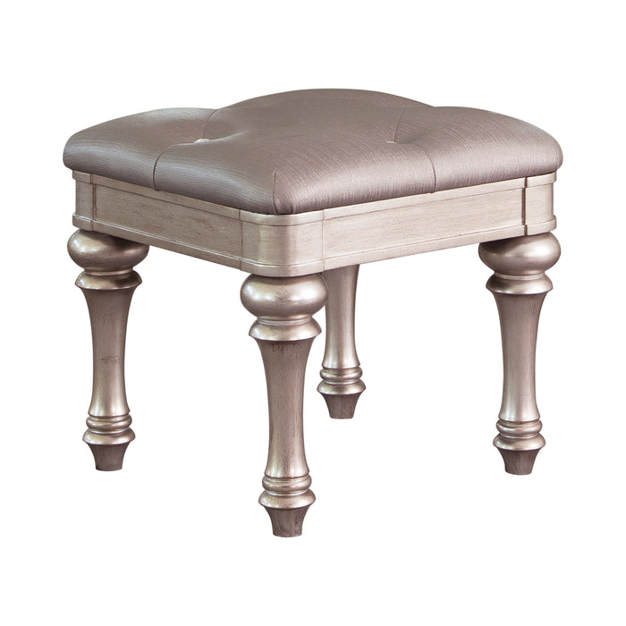 Upholstered Vanity Stool Metallic Platinum - Canales Furniture