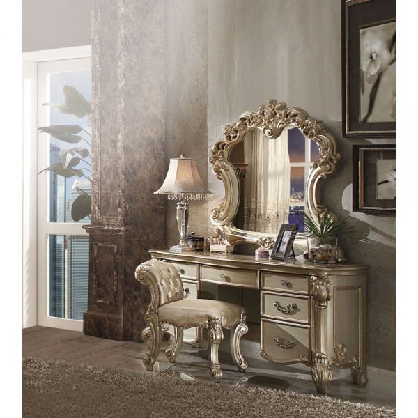 Vendome Gold Patina & Bone Vanity Desk - Canales Furniture