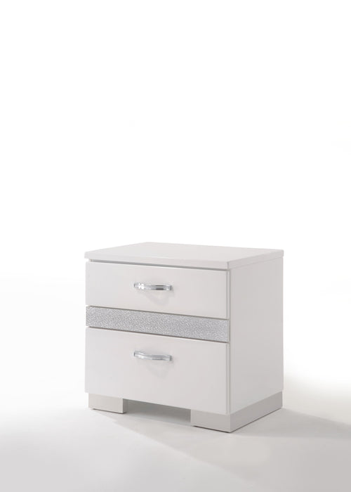 Naima II White High Gloss Nightstand - Canales Furniture