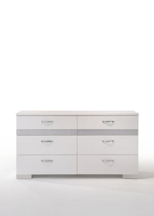 Naima II White High Gloss Dresser - Canales Furniture