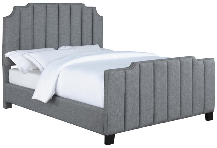 Fiona Upholstered Light Grey Panel Bed
