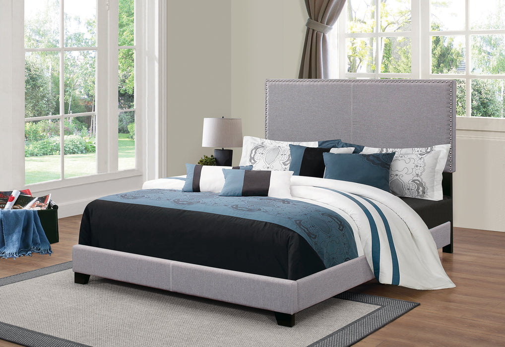Boyd Upholstered Bed With Nailhead Trim Grey