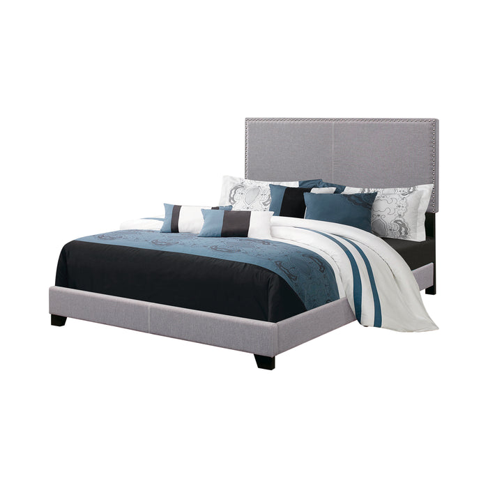 Boyd Upholstered Bed With Nailhead Trim Grey