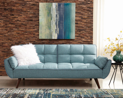 Caufield Biscuit-Tufted Sofa Bed Turquoise Blue - Canales Furniture