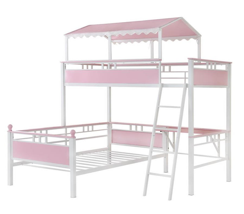 Cama tipo loft Alexia con estación de trabajo con dos camas individuales o dos camas individuales