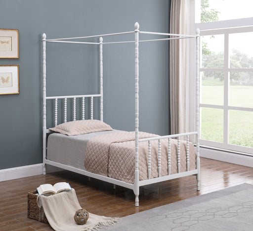 Betony Twin Canopy Bed White - Canales Furniture